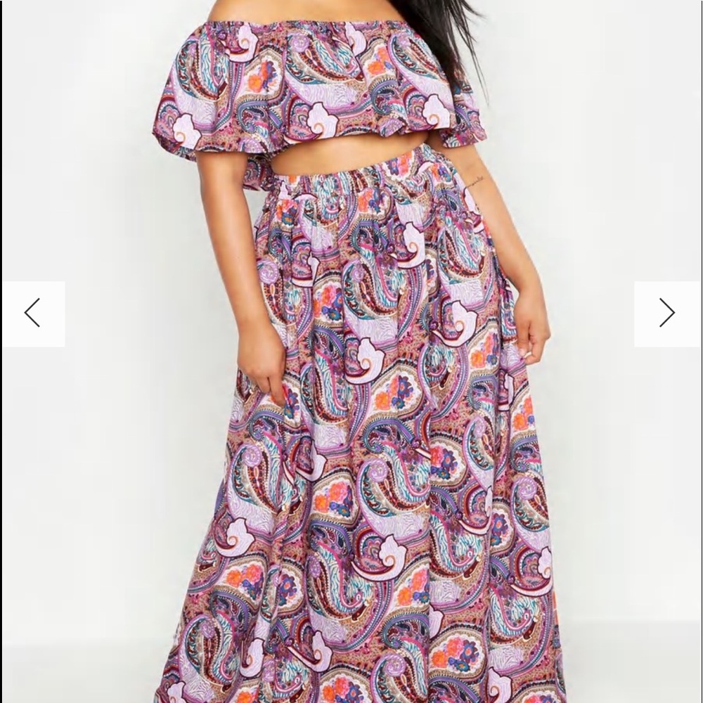 Boohoo Paisley Print Skirt Set